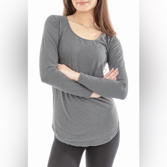 Just Cozy Tops - Just Cozy Grey Long Sleeve Tunic Top Medium Casual Athleisure Loungewear Spring